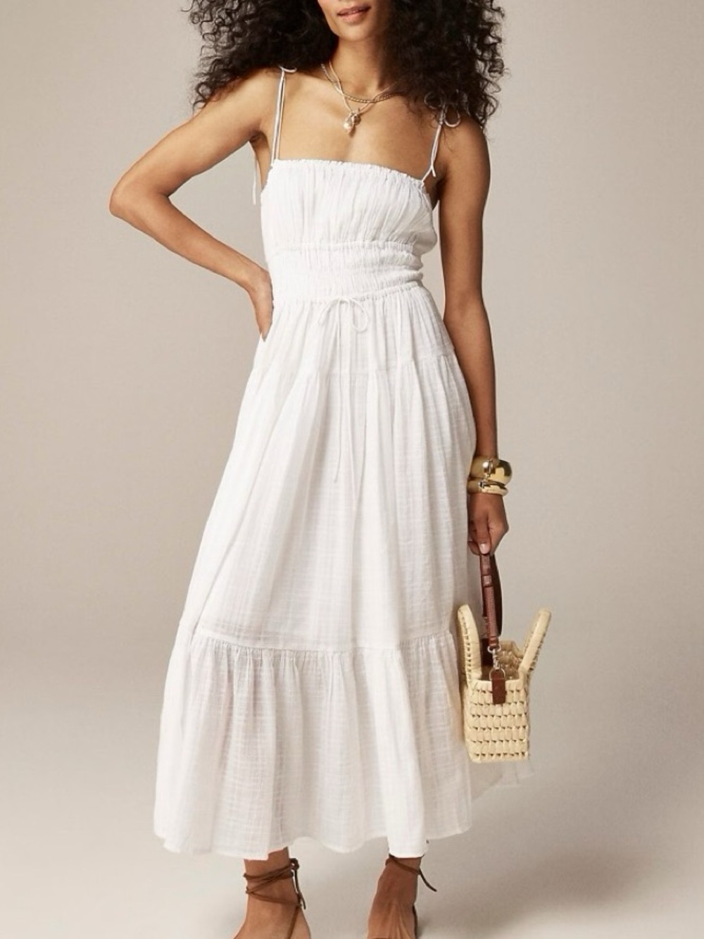 Jcrew Clio Textured Gauze Dress white